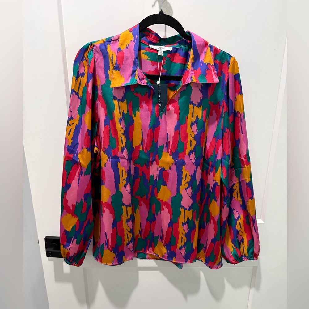 Stroke of Luck Blouse abstract Michelle McDowell Size Xl - Picture 1 of 3